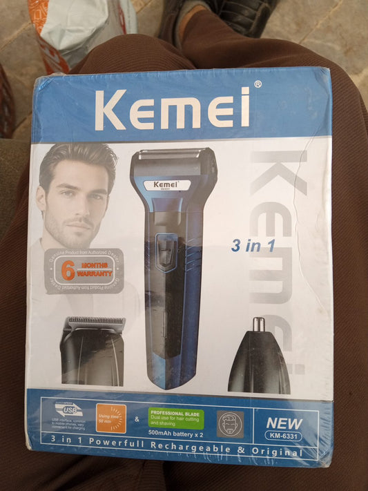 Kemei KM-6331 3-in-1 Rechargeable Grooming Kit